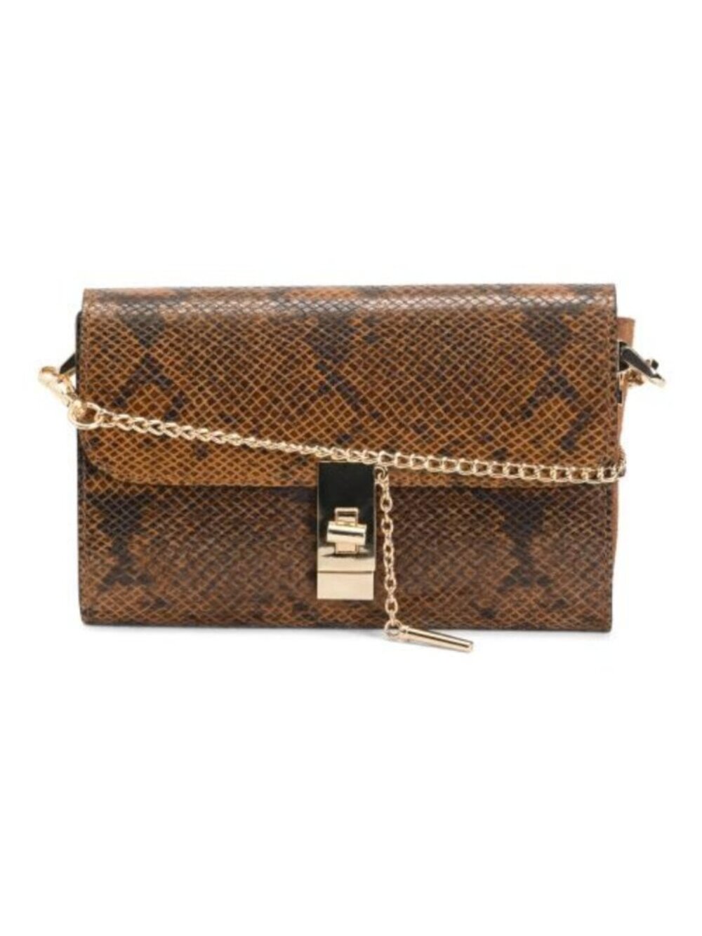 VIOLA CASTELLANI Made In Italy Leather Bar Turnlock Clutch